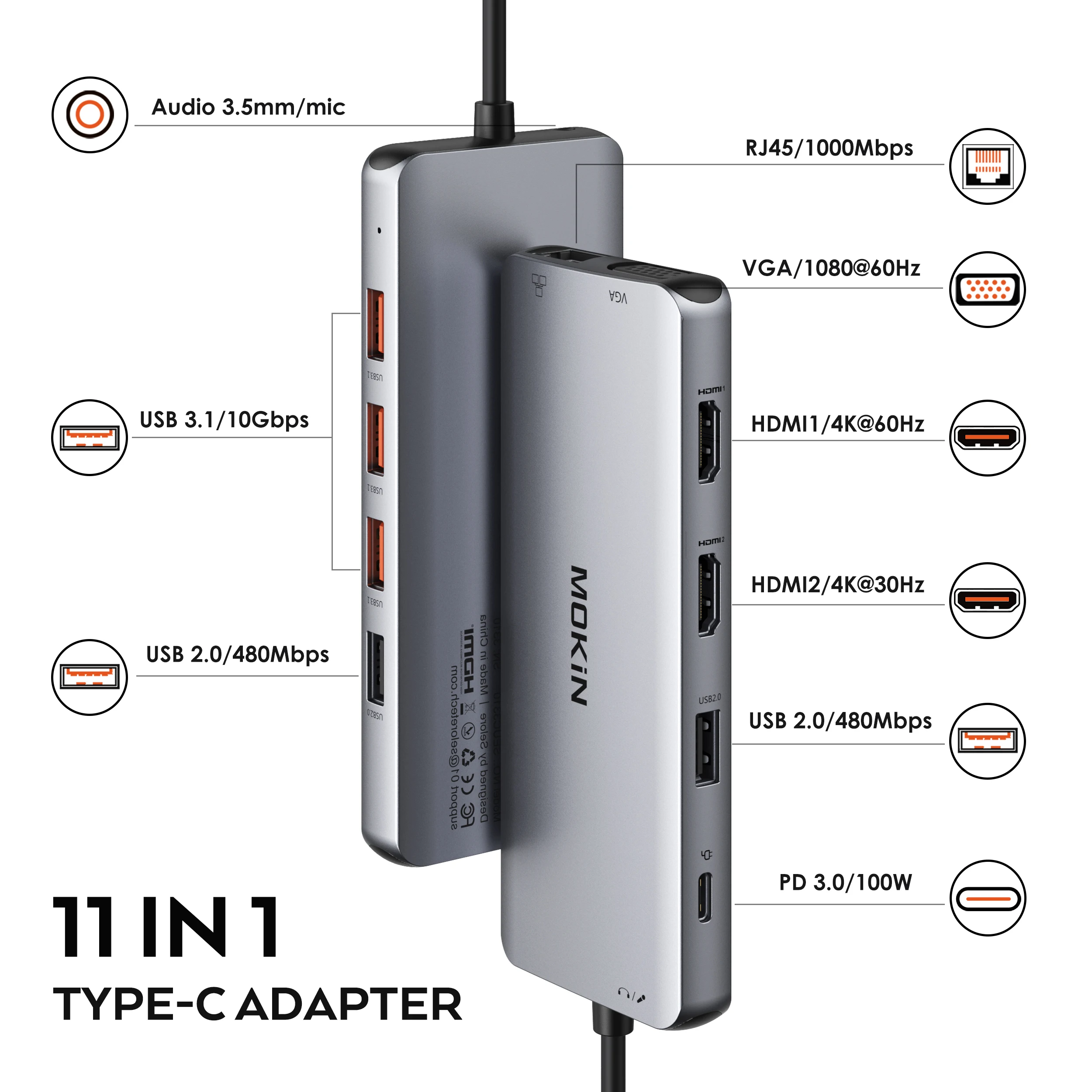 MOKiN 11-in-1 USB-C Hub with 4K HDMI and VGA 2 MOKiN 11-in-1 USB-C Hub with 4K HDMI and VGA 2