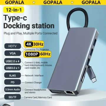 Gopala 12-in-1 USB-C Docking Station Dual Monitor 1