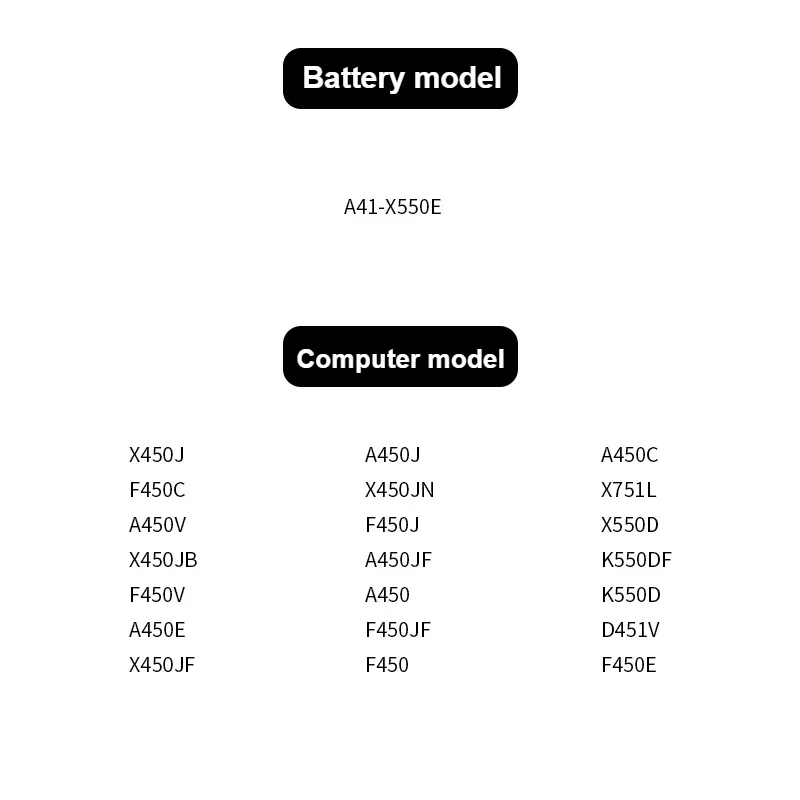 ASUS X450 X750 Series A41 X550E Laptop Battery 5 ASUS X450 X750 Series A41 X550E Laptop Battery 5