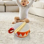 6-Inch Kids Wooden Drum Set with Strap & Sticks 5