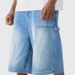 Mens Relaxed Fit Denim Cargo Shorts 4