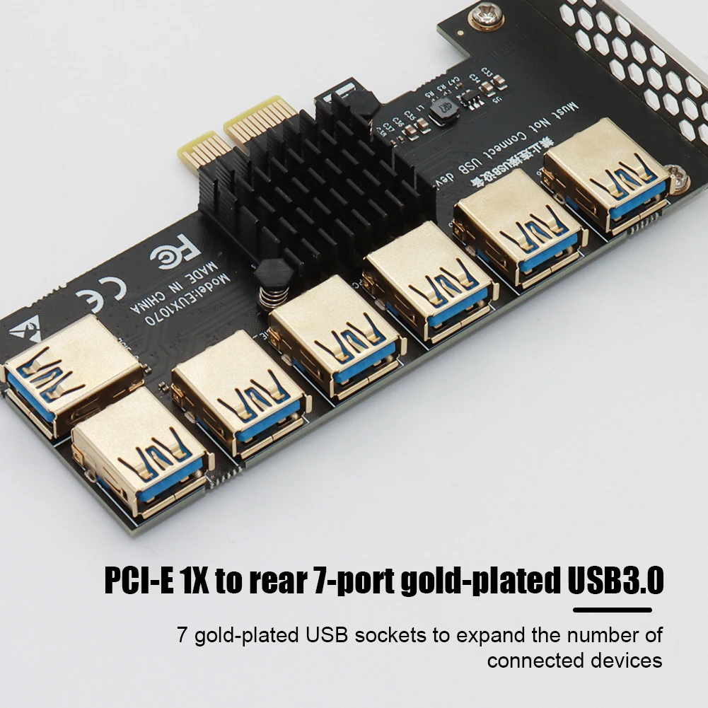 PCI-E 1x 1 to 7 Riser Card Adapter PCI-Express USB 30 Converter for BTC Mining 2 PCI-E 1x 1 to 7 Riser Card Adapter PCI-Express USB 3.0 Converter for BTC Mining 2
