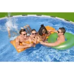 Round Above Ground Swimming Pool Set Outdooor Metal Frame Family Pool with Filter Pump, Ladder, and Cover 2