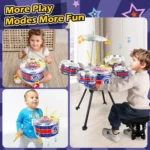 Kids Blue Drum Set with Stool and Drumsticks 3