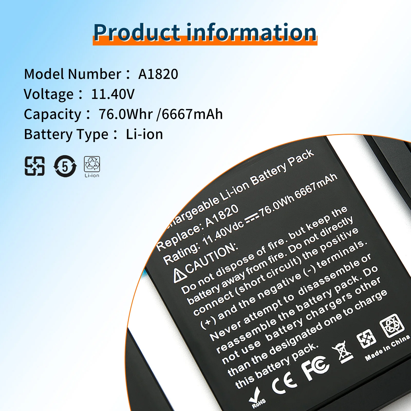 A1820 Battery for MacBook Pro 15 A1707 114V 5 A1820 Battery for MacBook Pro 15 A1707 11.4V 5