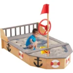 Pirate Ship Wooden Sandbox with Bench Seats 1