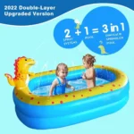 Dinosaur Kiddie Pool with Sprinkler Inflatable Summer Fun Water Play Mat Children Outdoor Indoor Ages 2 Above 4
