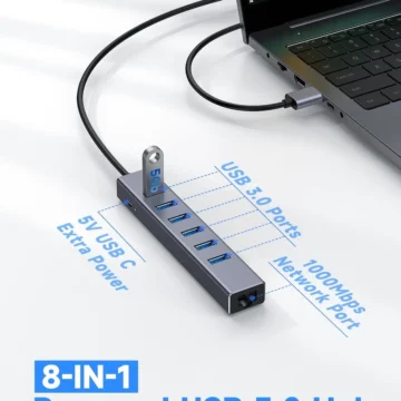 FORIDA 8-in-1 USB 3.0 Hub with Long Cable 2