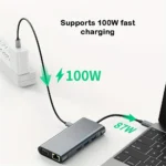 USB C Hub 4K 30Hz Type-C to HDTV Compatible USB 3.0 Adapter 10-in-1 Type-C Hub Docking Station PD 87W USB C Splitter for MacBook 4