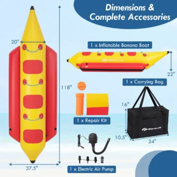 3-Person Inflatable Banana Boat with Air Pump 2