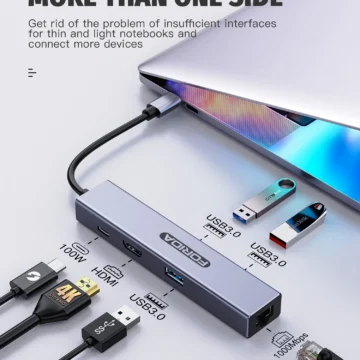 Forida 6 Port USB C Hub with HDMI and Ethernet 2
