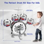 Mini Jazz Drum Set with Stool for Kids 4