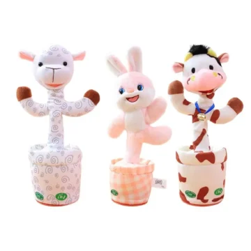 Electric Dancing Talking Stuffed Animals Doll Funny Rabbit Cow Donkey Interactive Plush Toys Party Activities for Kids Adults 1