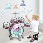 Mini Jazz Drum Set with LED and Stool for Kids 1