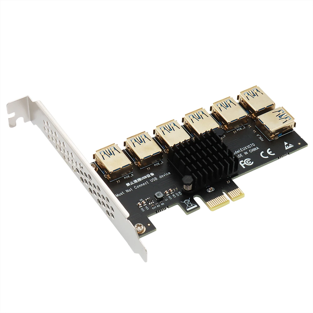 PCI-E 1x 1 to 7 Riser Card Adapter PCI-Express USB 30 Converter for BTC Mining 5 PCI-E 1x 1 to 7 Riser Card Adapter PCI-Express USB 3.0 Converter for BTC Mining 5