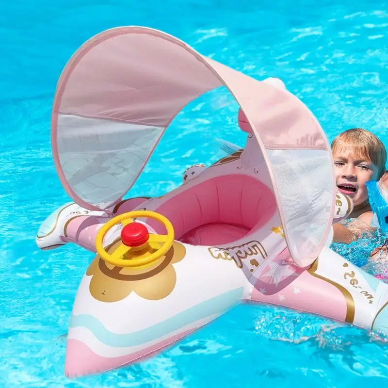 Baby Airplane Pool Float with Sunshade Lounger 2 Baby Airplane Pool Float with Sunshade Lounger 2