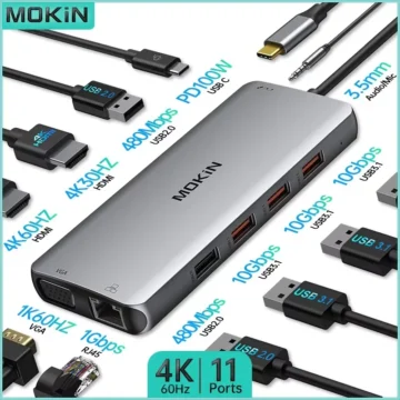 MOKiN 11-in-1 USB-C Hub with 4K HDMI and VGA 1