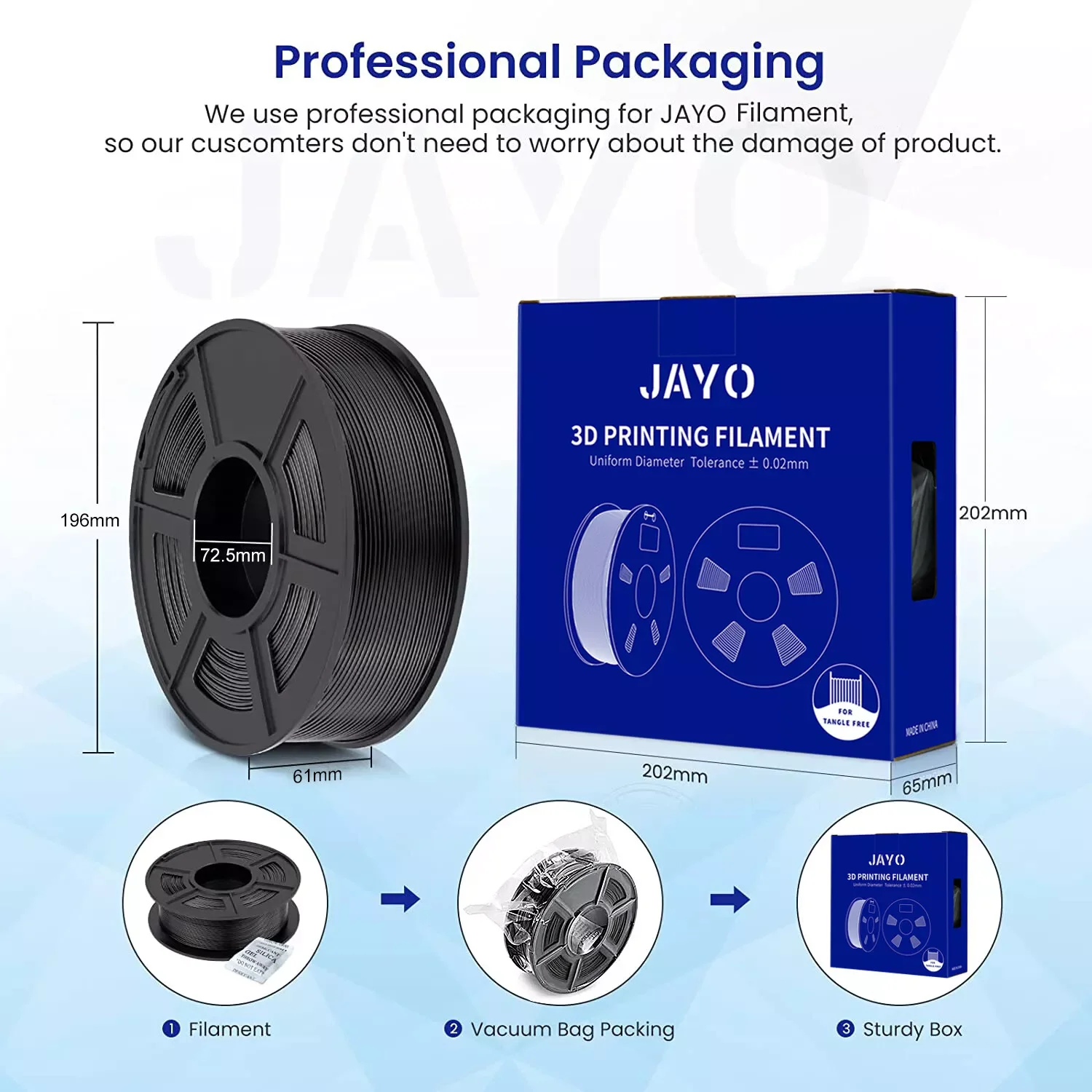 JAYO 3D Printer Filament 175mm No Bubble 4 JAYO 3D Printer Filament 1.75mm No Bubble 4