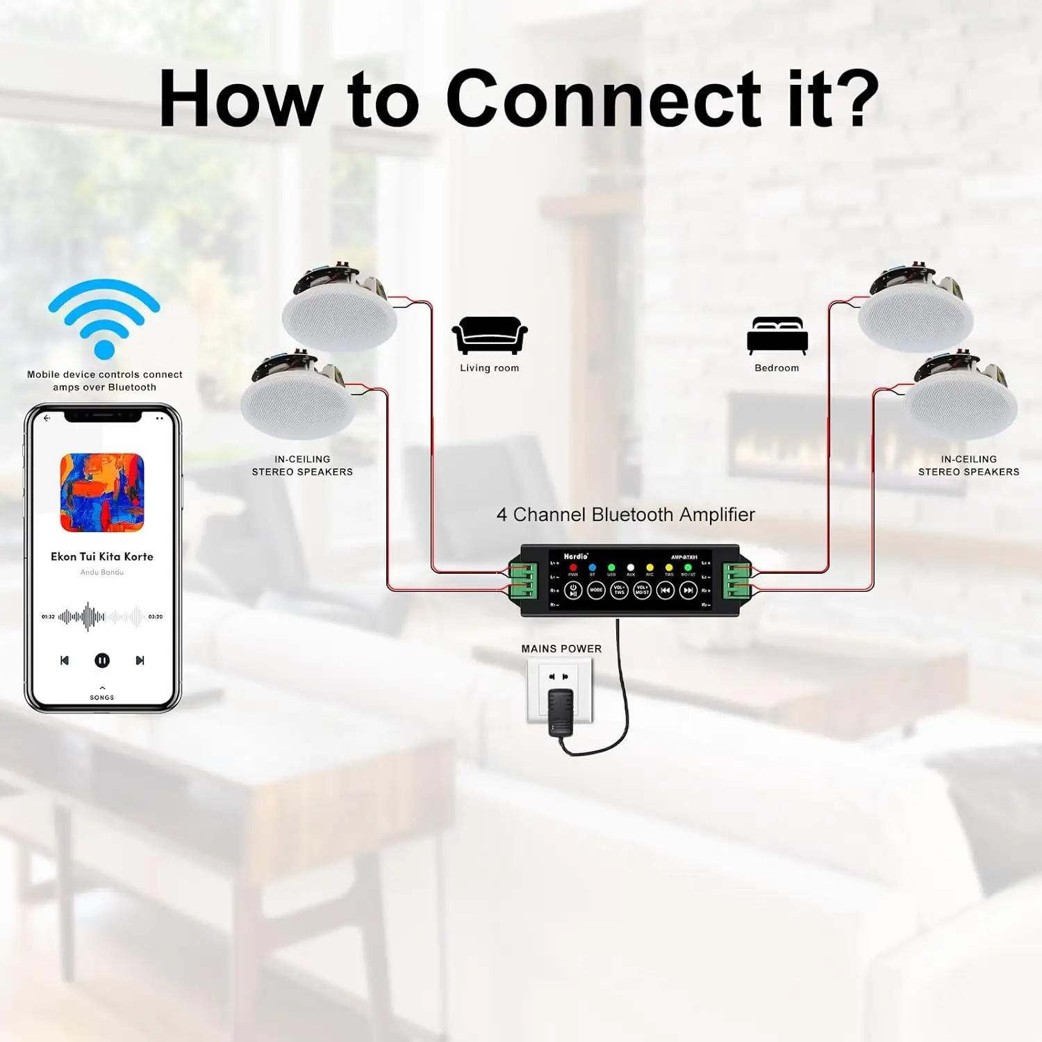 Herdio 65-inch Bluetooth Ceiling Speakers 2 Herdio 6.5-inch Bluetooth Ceiling Speakers 2