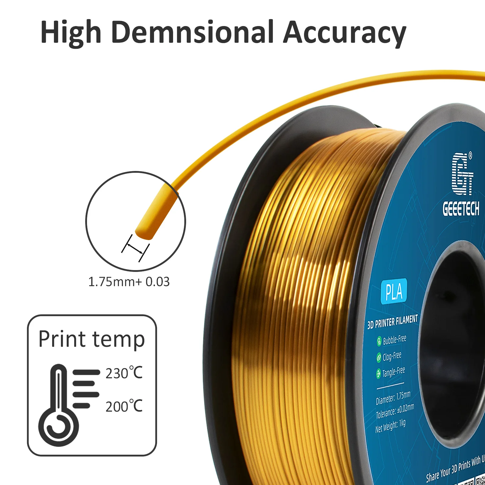GEEETECH 10 Kg 3D Silk PLA Filament 175mm 6 GEEETECH 10 Kg 3D Silk PLA Filament 1.75mm 6