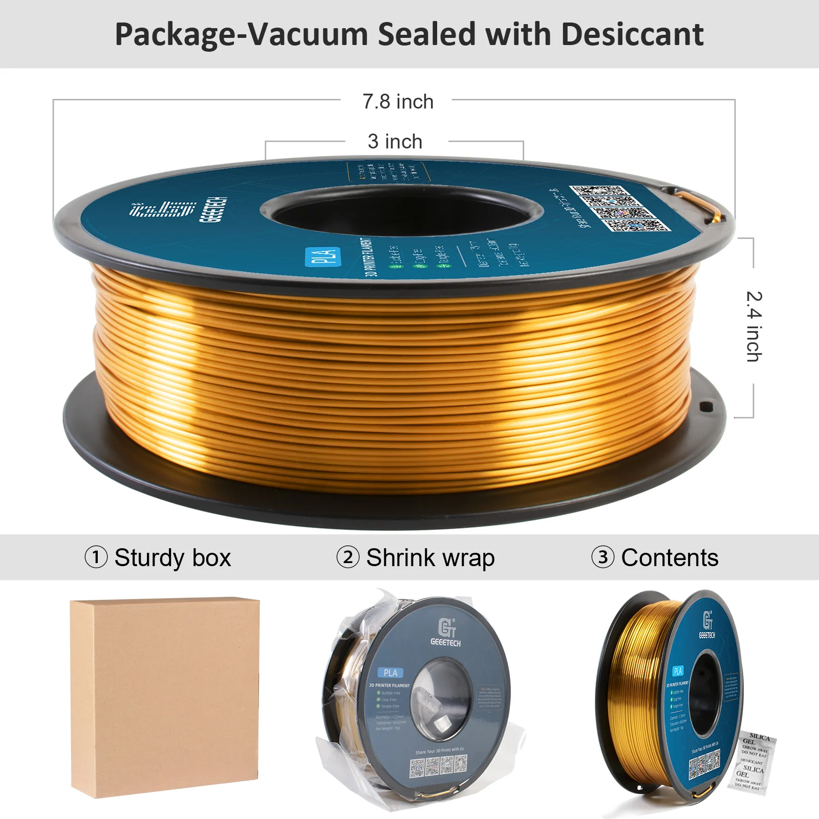 GEEETECH 10 Kg 3D Silk PLA Filament 175mm 5 GEEETECH 10 Kg 3D Silk PLA Filament 1.75mm 5