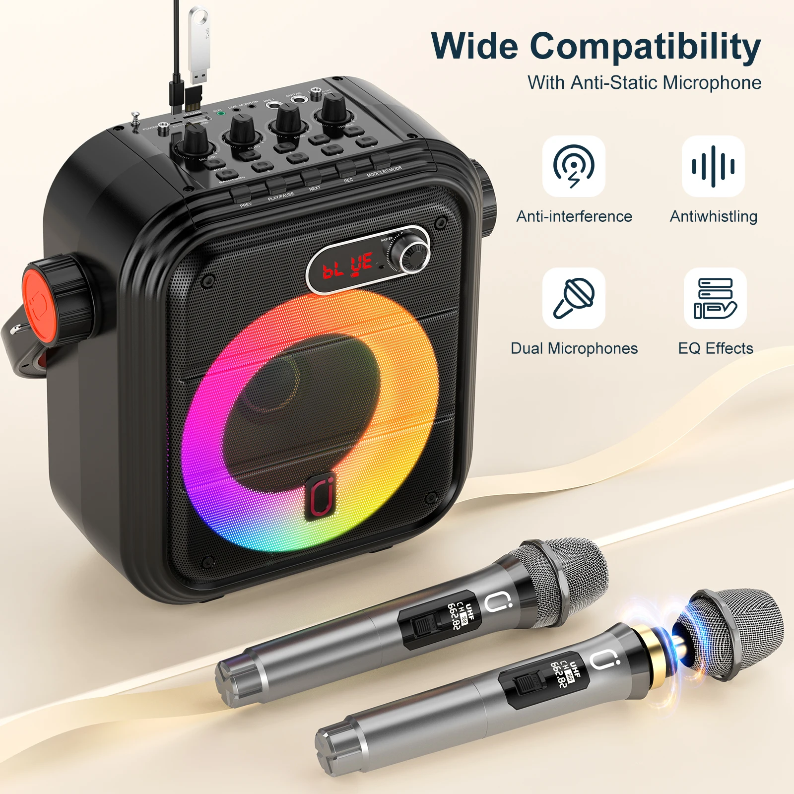 Karaoke Machine with 2 Wireless Microphones 3 Karaoke Machine with 2 Wireless Microphones 3