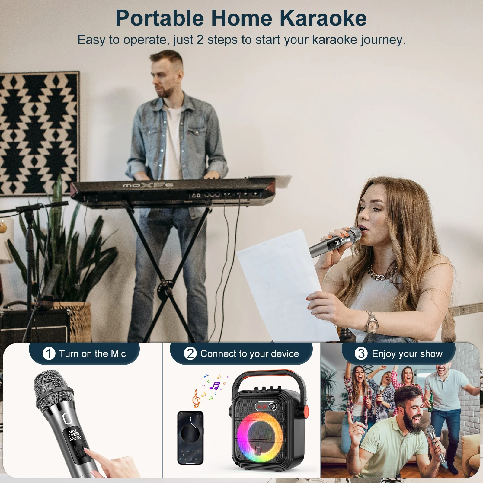 Karaoke Machine with 2 Wireless Microphones 6 Karaoke Machine with 2 Wireless Microphones 6