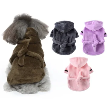 Pet Dog Bathrobe Hooded Drying Towel 1