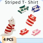 Pet Striped T-Shirts for Cats and Dogs - Lightweight Summer Apparel - Two-legged Design - Teddy, Pomeranian, Small Breeds - Asso 1