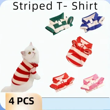 Pet Striped T-Shirts for Cats and Dogs - Lightweight Summer Apparel - Two-legged Design - Teddy, Pomeranian, Small Breeds - Asso 1