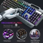 Wireless gaming Keyboard and Mouse Set Rainbow/RGB Backlit Rechargeable Keyboard and 7 Color Gaming Mute Mouse with Pad 2