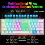 T61 Wireless Gaming Keyboard and Mouse Combo, Ergonomic 61 Key Rainbow LED Backlight Rechargeable 4000mAh Battery Mouse Pad 4