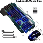 Wireless gaming Keyboard and Mouse Set Rainbow/RGB Backlit Rechargeable Keyboard and 7 Color Gaming Mute Mouse with Pad 5