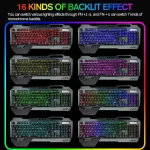 K680 Wireless Gaming Keyboard and Mouse Combo,Rainbow LED Backlit Keyboard with Rechargeable 3800mAh Battery Metal Panel 3