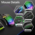 MAMBANAKE x ZIYOUANG AK33 Gaming Keyboard,M5 Mouse,Rainbow LED Backlit Mechanical Keyboard 5