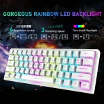 T61 Wireless Gaming Keyboard and Mouse Combo, Ergonomic 61 Key Rainbow LED Backlight Rechargeable 4000mAh Battery Mouse Pad 3