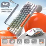 ZIYOU LANG T60 Wired Mechanical Gaming Keyboard and Mouse Combo Portable with Rainbow Backlit Honeycomb Mice Coiled 2