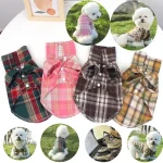 Summer Pet Shirt British Style Plaid Dog Vest Clothes For Small Dogs Chihuahua Cotton Puppy Shirts 1
