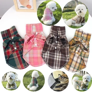Summer Pet Shirt British Style Plaid Dog Vest Clothes For Small Dogs Chihuahua Cotton Puppy Shirts 1