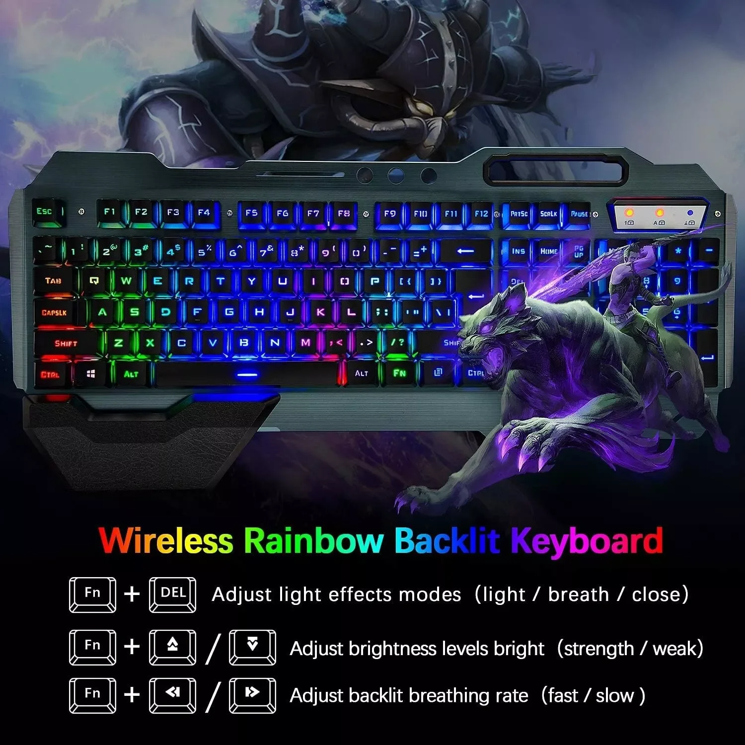 Wireless gaming Keyboard and Mouse Set RainbowRGB Backlit Rechargeable Keyboard and 7 Color Gaming Mute Mouse with Pad 1 Wireless gaming Keyboard and Mouse Set Rainbow/RGB Backlit Rechargeable Keyboard and 7 Color Gaming Mute Mouse with Pad 1