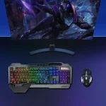 K680 Wireless Gaming Keyboard and Mouse Combo,Rainbow LED Backlit Keyboard with Rechargeable 3800mAh Battery Metal Panel 6