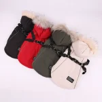 Warm Dog Jacket with Harness and Fur Hood 3