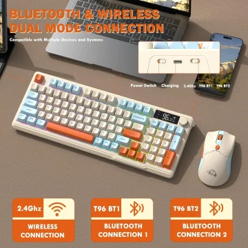 Wireless LED Keyboard Mouse Combo T96 1