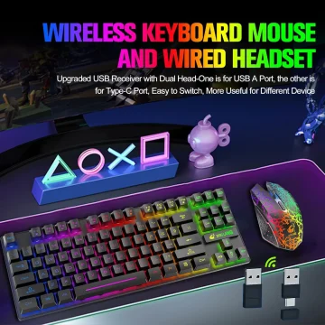 T87 Wireless Gaming Keyboard Mouse Combo 1