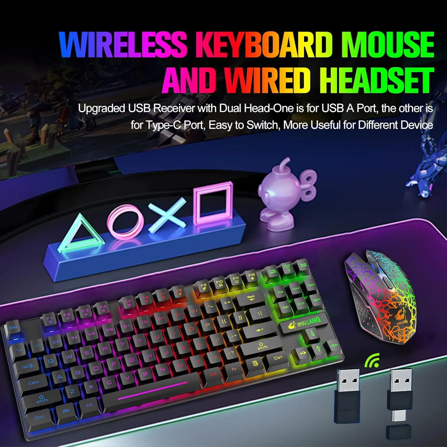 T87 Wireless Gaming Keyboard Mouse Combo 1 T87 Wireless Gaming Keyboard Mouse Combo 1
