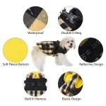 Plaid Winter Dog Jacket with Harness 6
