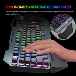 K680 Wireless Gaming Keyboard and Mouse Combo,Rainbow LED Backlit Keyboard with Rechargeable 3800mAh Battery Metal Panel 5