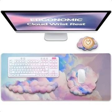 Cloud Wrist Rest and Mouse Pad Set with Coaster 1