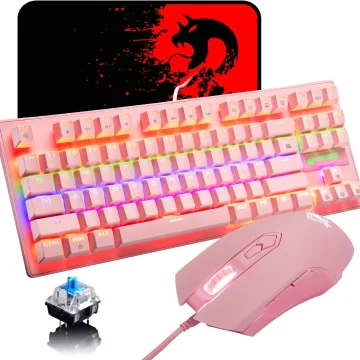 K2 Pink Blue Gaming Keyboard Mouse Set 1