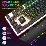 Wired Rainbow Backlit Gaming Keyboard 104-Key 5